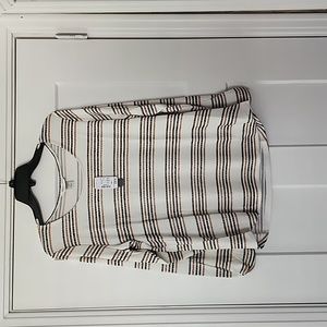 Christopher & Banks. White/mustard/black stripe Top. XL (P)